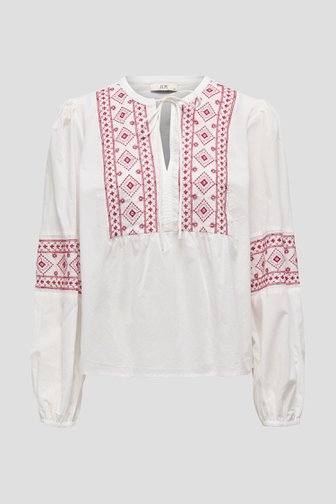 Blouse blanche avec broderie rouge de JDY pour Femmes