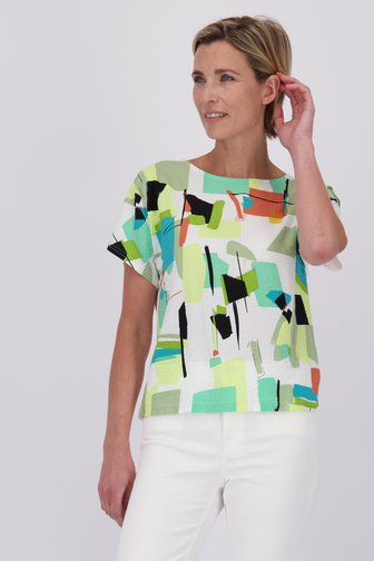 Blouse blanche avec imprimé coloré de Claude Arielle pour Femmes