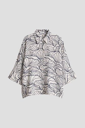 Le devant de Blouse blanche avec imprimé graphique bleu de Opus pour Femmes