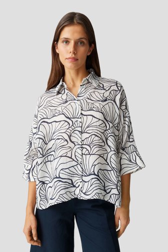 Le devant de Blouse blanche avec imprimé graphique bleu de Opus pour Femmes
