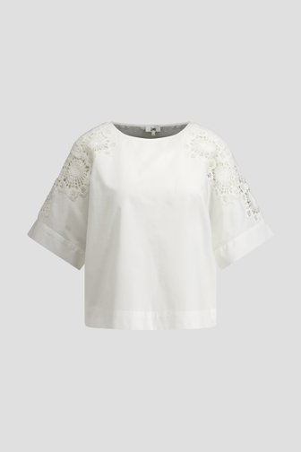Le devant de Blouse blanche avec manches ajourées de Louise pour Femmes