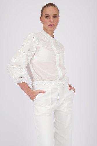 Blouse blanche avec motif floral brodé de More & More pour Femmes