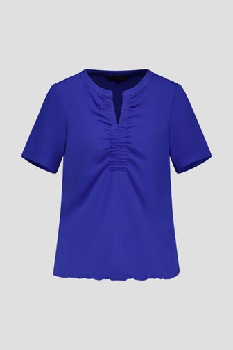 Blouse bleu à col en V de Claude Arielle pour Femmes