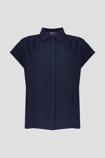 Le devant de Blouse bleu foncé à manches courtes de Geisha pour Femmes