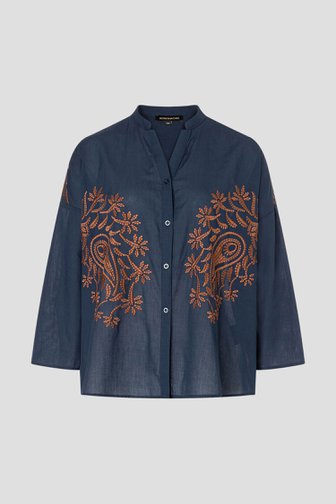 Photo produit 1 de Blouse bleu marine à broderies brunes  de More & More pour Femmes