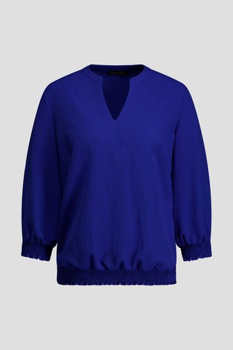 Le devant de Blouse bleu royal à manches 3/4 de Claude Arielle pour Femmes