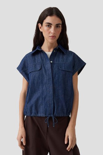 Le devant de Blouse bleue à effet denim de Opus pour Femmes
