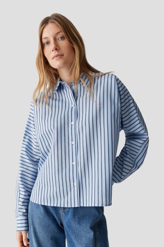 Le devant de Blouse bleue à rayures de Opus pour Femmes