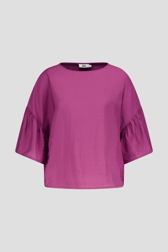 Blouse bordeaux à manches courtes à volants de Louise pour Femmes