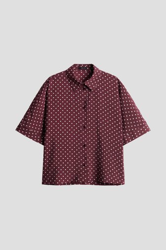 Le devant de Blouse bordeaux à pois de Opus pour Femmes