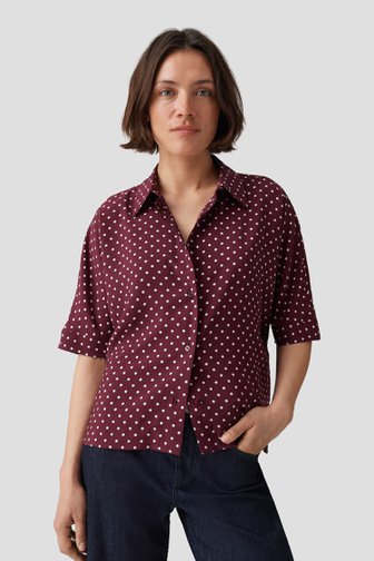 Le devant de Blouse bordeaux à pois de Opus pour Femmes