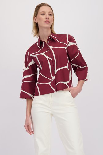Le devant de Blouse bordeaux et blanche de D'Auvry pour Femmes