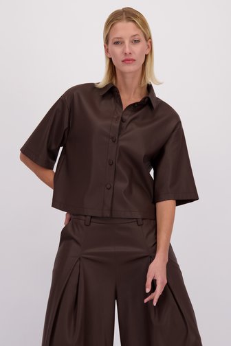 Le devant de Blouse brun effet cuir de D'Auvry pour Femmes