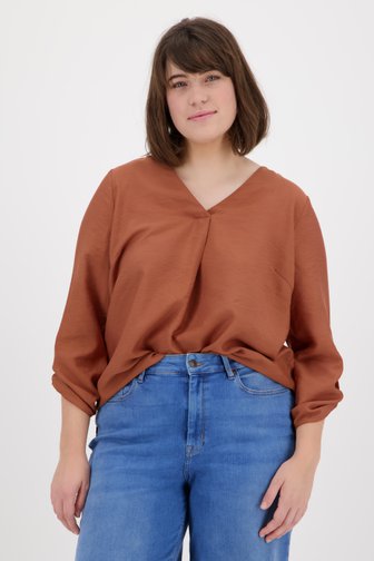 Blouse brune à manches 3/4, Femmes, Only Carmakoma