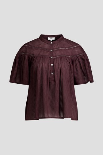 Le devant de Blouse brune à motif rayé de Louise pour Femmes