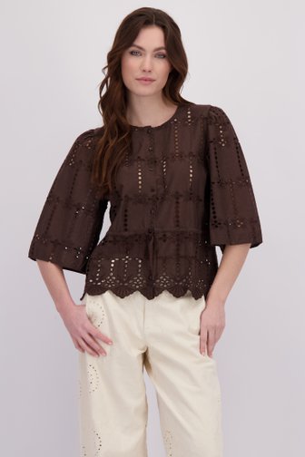 Le devant de Blouse brune avec broderie anglaise de JDY pour Femmes