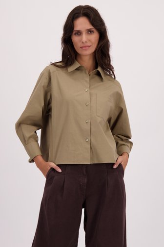 Le devant de Blouse courte kaki de Louise pour Femmes