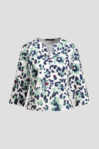Le devant de Blouse écrue à imprimé vert de Claude Arielle pour Femmes