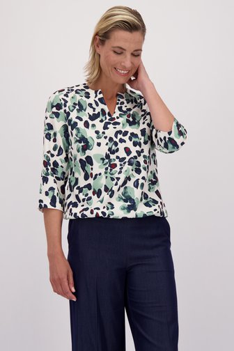 Le devant de Blouse écrue à imprimé vert de Claude Arielle pour Femmes