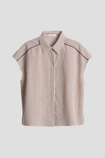 Le devant de Blouse écrue à rayures rouges de Opus pour Femmes