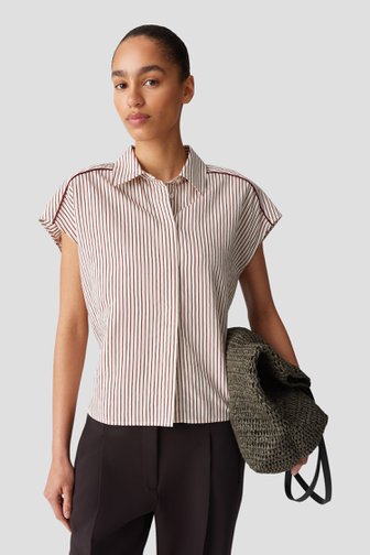Le devant de Blouse écrue à rayures rouges de Opus pour Femmes