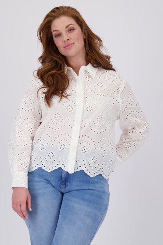 Blouse écrue avec motif en maille ajourée de Only Carmakoma pour Femmes