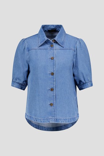 Blouse en denim bleu à manches bouffantes de More & More pour Femmes