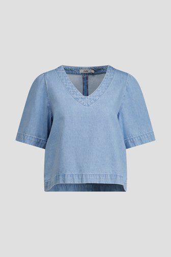 Le devant de Blouse en jean bleu clair à manches courtes de Libelle pour Femmes