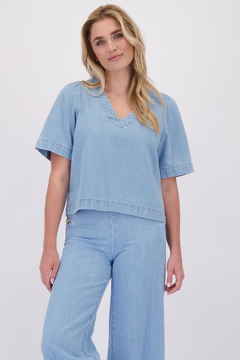 Le devant de Blouse en jean bleu clair à manches courtes de Libelle pour Femmes