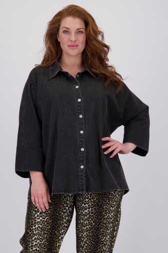 Blouse en jean noire avec strass de Only Carmakoma pour Femmes