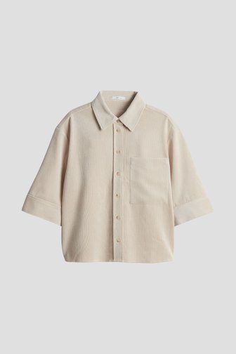 Le devant de Blouse en velours côtelé beige à manches 3/4 de Opus pour Femmes