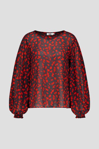 Blouse fine gris foncé à imprimé floral rouge de Louise pour Femmes