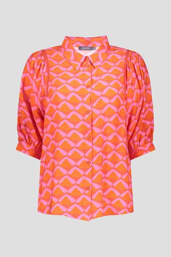 Blouse in koraal met paarse en oranje print van Geisha voor Dames