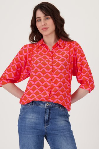 Blouse in koraal met paarse en oranje print van Geisha voor Dames