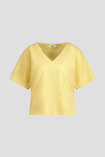 Le devant de Blouse jaune à manches courtes de Libelle pour Femmes
