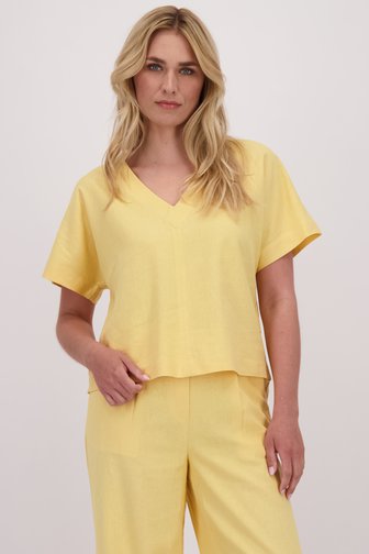 Le devant de Blouse jaune à manches courtes de Libelle pour Femmes