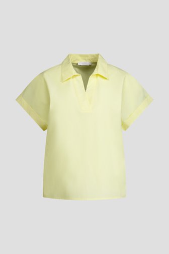 Le devant de Blouse jaune clair à col en V de Liberty Island pour Femmes
