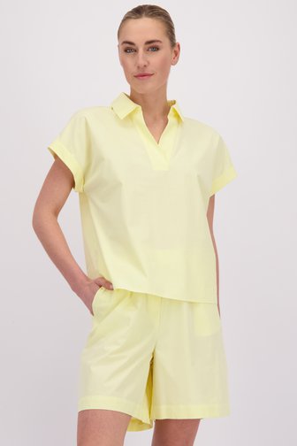 Le devant de Blouse jaune clair à col en V de Liberty Island pour Femmes