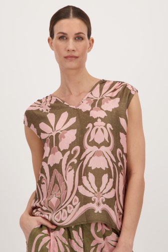 Blouse kaki à imprimé floral rose de More & More pour Femmes