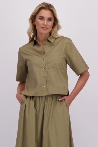 Le devant de Blouse kaki à manches courtes de Libelle pour Femmes