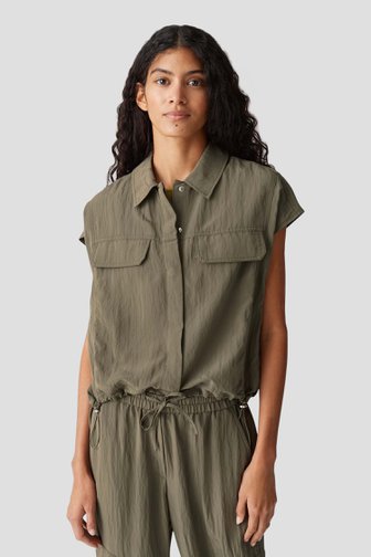Blouse kaki à manches courtes de Opus pour Femmes