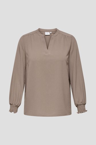 Photo produit 1 de Blouse marron à manches smockées de ONLY Carmakoma pour Femmes