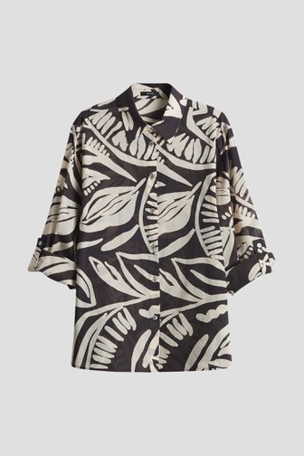 Blouse marron foncé à imprimé beige clair de Opus pour Femmes