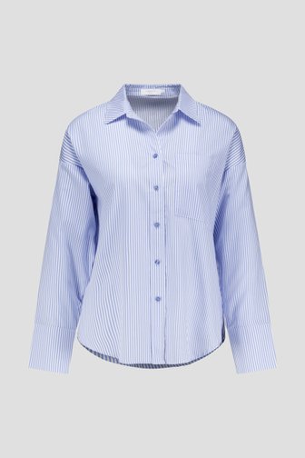 Voorkant van Blouse met blauw gestreept motief door Liberty Island voor Dames