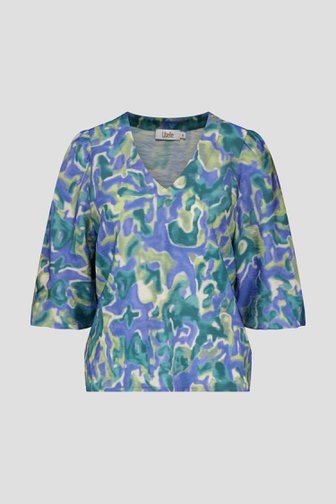 Blouse met blauw-groene aquarelprint van Libelle voor Dames