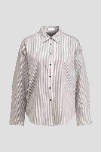 Voorkant van Blouse met donkergroen gestreept motief door Liberty Island voor Dames