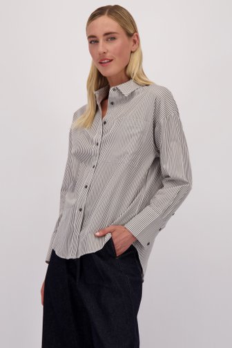 Voorkant van Blouse met donkergroen gestreept motief door Liberty Island voor Dames
