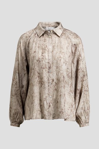 Voorkant van Blouse met grijs-beige animalprint door D'Auvry Studio voor Dames