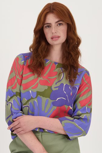 Libelle Blouse met kleurrijke bladerprint