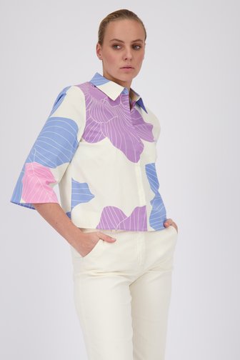 Blouse met lila-blauwe bloemenprint van D'Auvry voor Dames